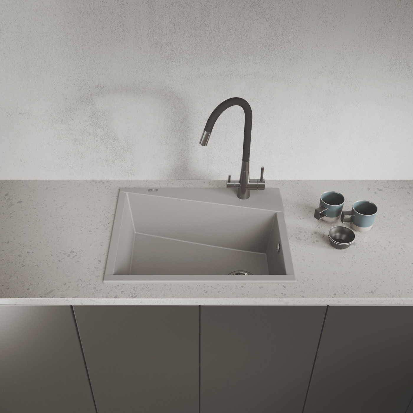 Zlew Zlewozmywak Granitowy Szary GRENADA