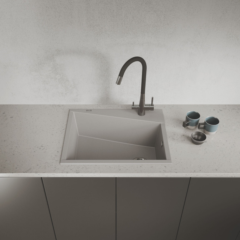 Zlew Zlewozmywak Granitowy Szary GRENADA