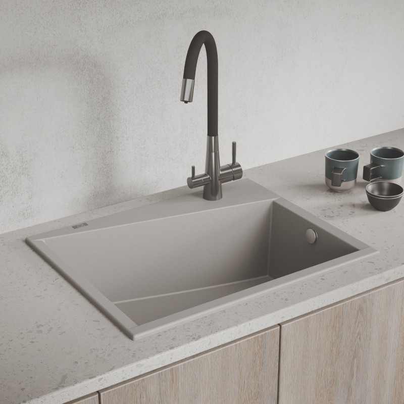 Zlew Zlewozmywak Granitowy Szary GRENADA