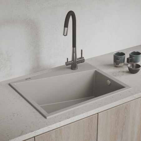 Zlew Zlewozmywak Granitowy Szary GRENADA