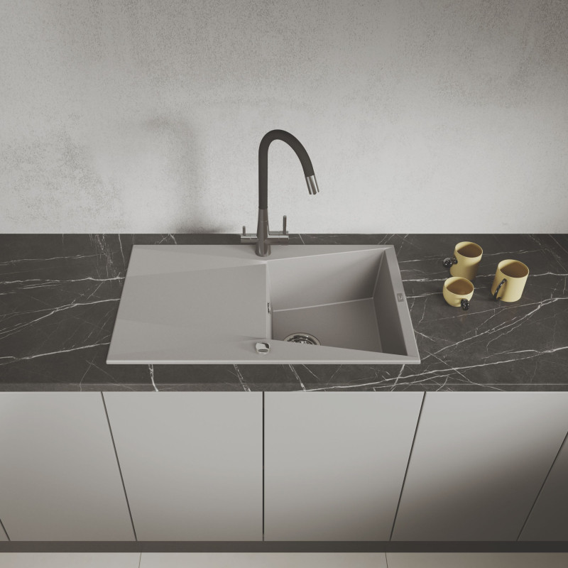 Zlew Zlewozmywak Jednokomorowy z Ociekaczem Granitowy Szary GRENADA Zlew Zlewozmywak Jednokomorowy z Ociekaczem Granitowy Szary GRENADA