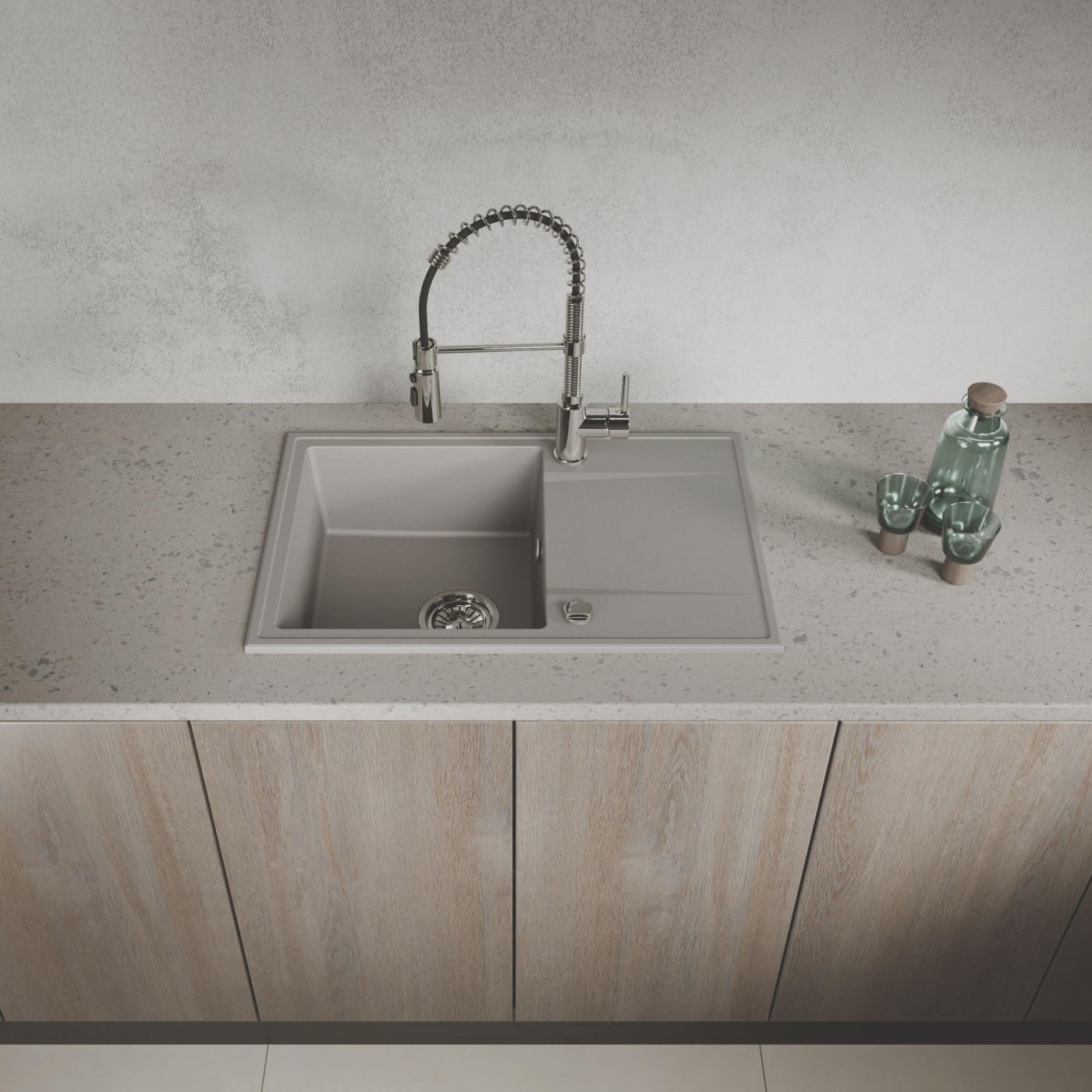 Zlewozmywak Granitowy Jednokomorowy Szary