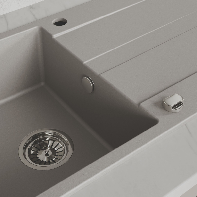 Zlewozmywak Zlew Granitowy Jednokomorowy Szary z Ociekaczem LAUT Zlewozmywak Zlew Granitowy Jednokomorowy Szary z Ociekaczem LAUT