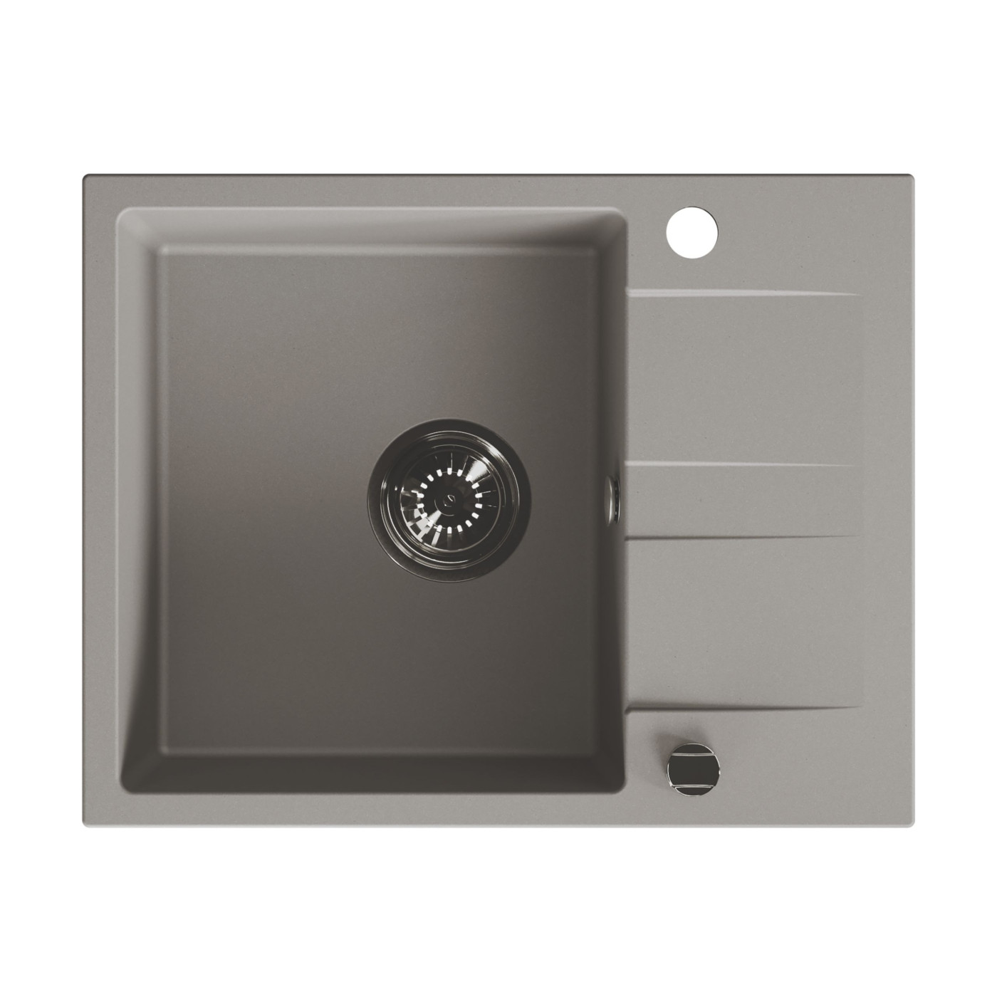 Zlew Zlewozmywak Jednokomorowy Granitowy Szary z Półociekaczem