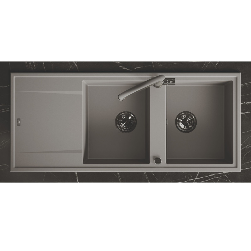 Zlew Zlewozmywak Granitowy Szary 2 Komorowy MEGALO Zlew Zlewozmywak Granitowy Szary 2 Komorowy MEGALO