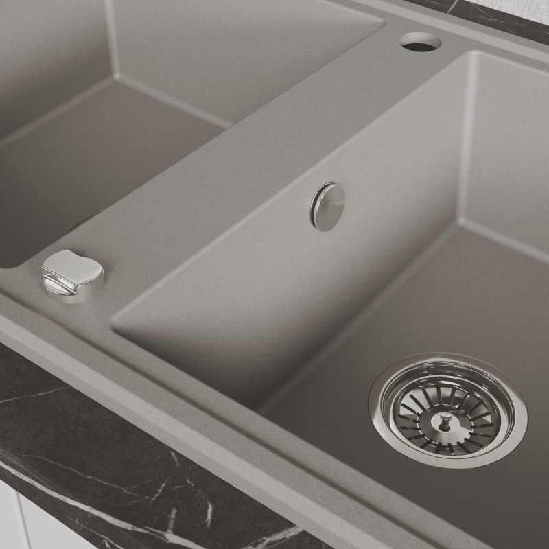 Zlew Zlewozmywak Granitowy Szary 2 Komorowy MEGALO Zlew Zlewozmywak Granitowy Szary 2 Komorowy MEGALO