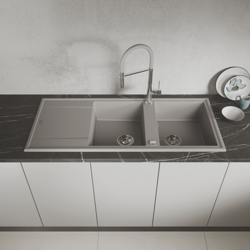 Zlew Zlewozmywak Granitowy Szary 2 Komorowy MEGALO Zlew Zlewozmywak Granitowy Szary 2 Komorowy MEGALO