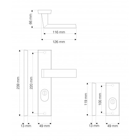 Klamka Zewnętrzna QUALIA 72 mm Antywłamaniowa