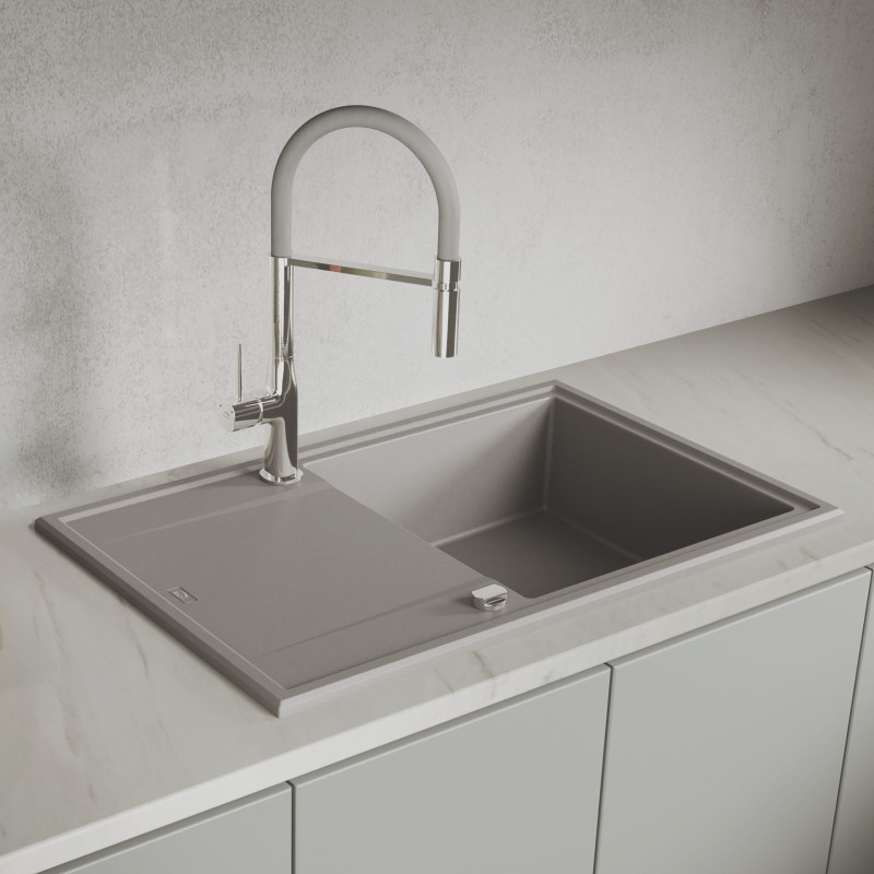 Zlew Zlewozmywak Granitowy Szary Megalo