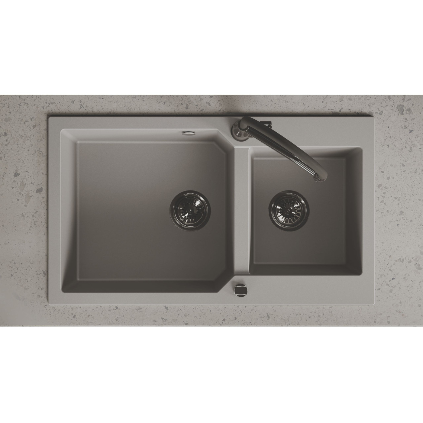 Zlewozmywak Granitowy 2 komorowy 50x86cm z syfonem Szary MILOS Laveo Zlewozmywak Granitowy 2 komorowy 50x86cm z syfonem Szary MILOS Laveo