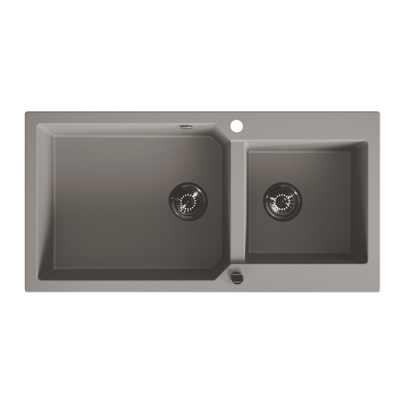 Zlewozmywak Granitowy Dwukomorowy Szary MILOS