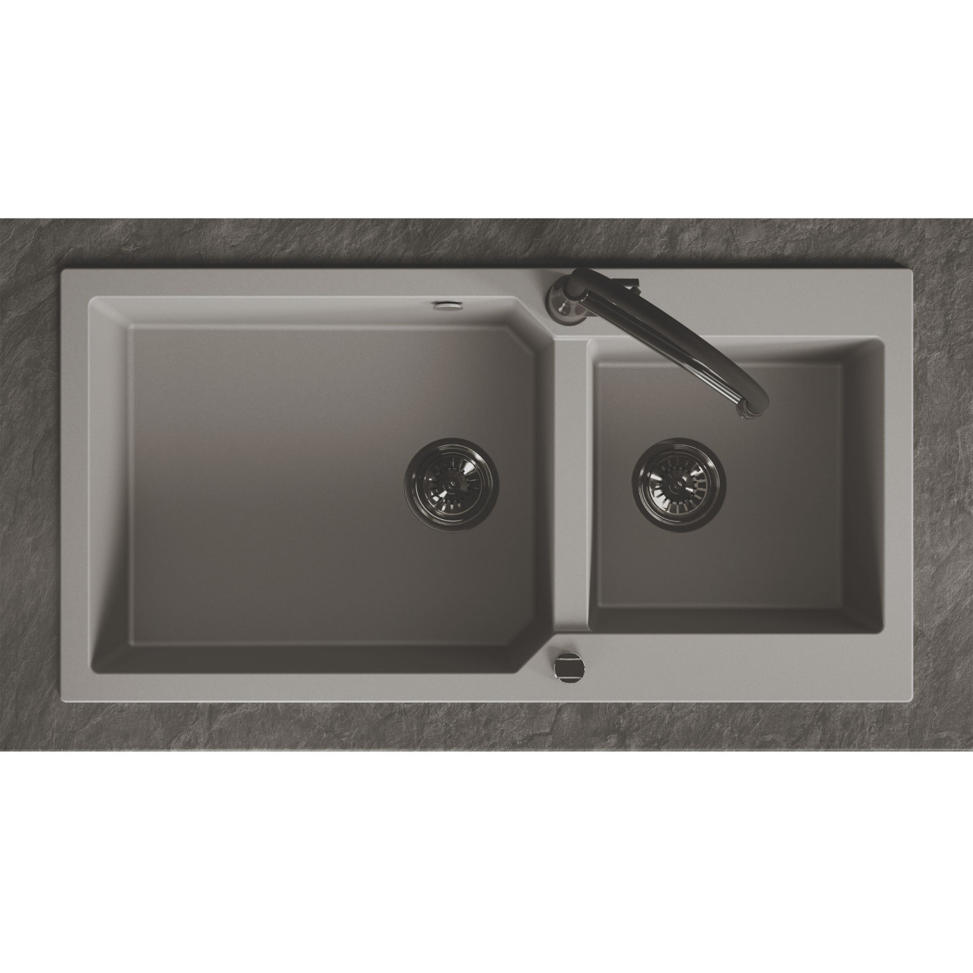 Zlewozmywak Granitowy Dwukomorowy Szary MILOS