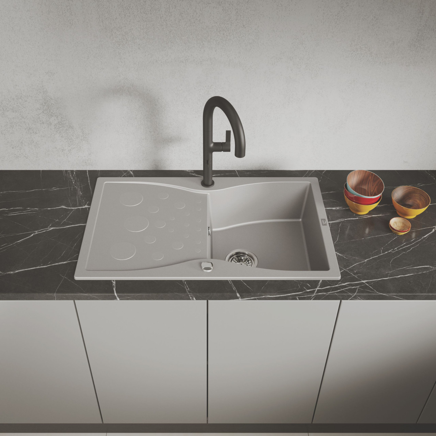 Zlew Zlewozmywak Granitowy Jednokomorowy z ociekaczem 50x80cm syfon Szary MOLOKIN Laveo Zlew Zlewozmywak Granitowy Jednokomorowy z ociekaczem 50x80cm syfon Szary MOLOKIN Laveo