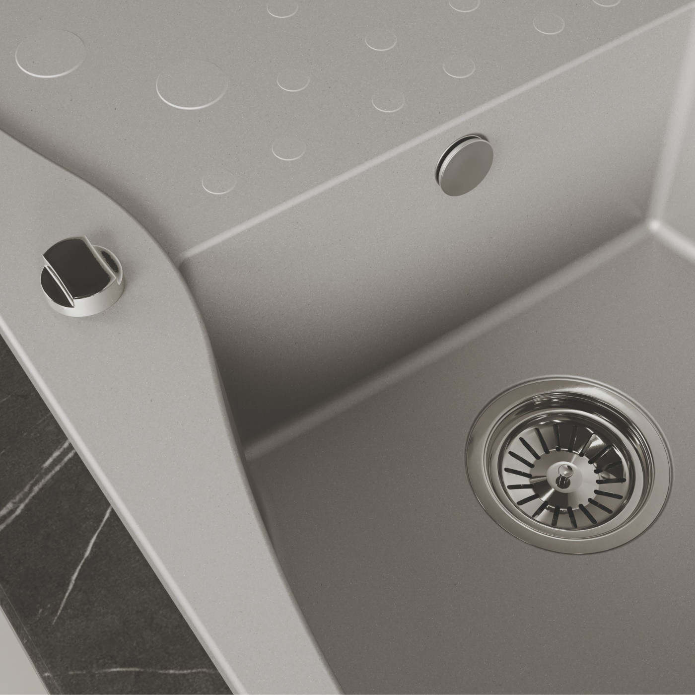 Zlew Zlewozmywak Granitowy Jednokomorowy z ociekaczem 50x80cm syfon Szary MOLOKIN Laveo Zlew Zlewozmywak Granitowy Jednokomorowy z ociekaczem 50x80cm syfon Szary MOLOKIN Laveo