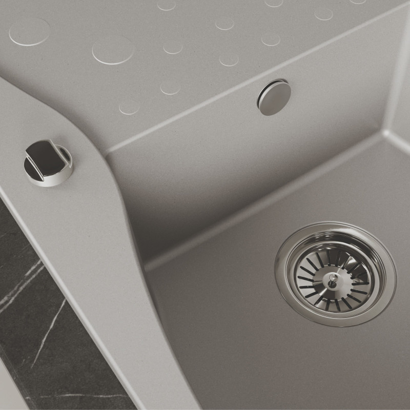 Zlew Zlewozmywak Granitowy Jednokomorowy z ociekaczem 50x80cm syfon Szary MOLOKIN Laveo Zlew Zlewozmywak Granitowy Jednokomorowy z ociekaczem 50x80cm syfon Szary MOLOKIN Laveo