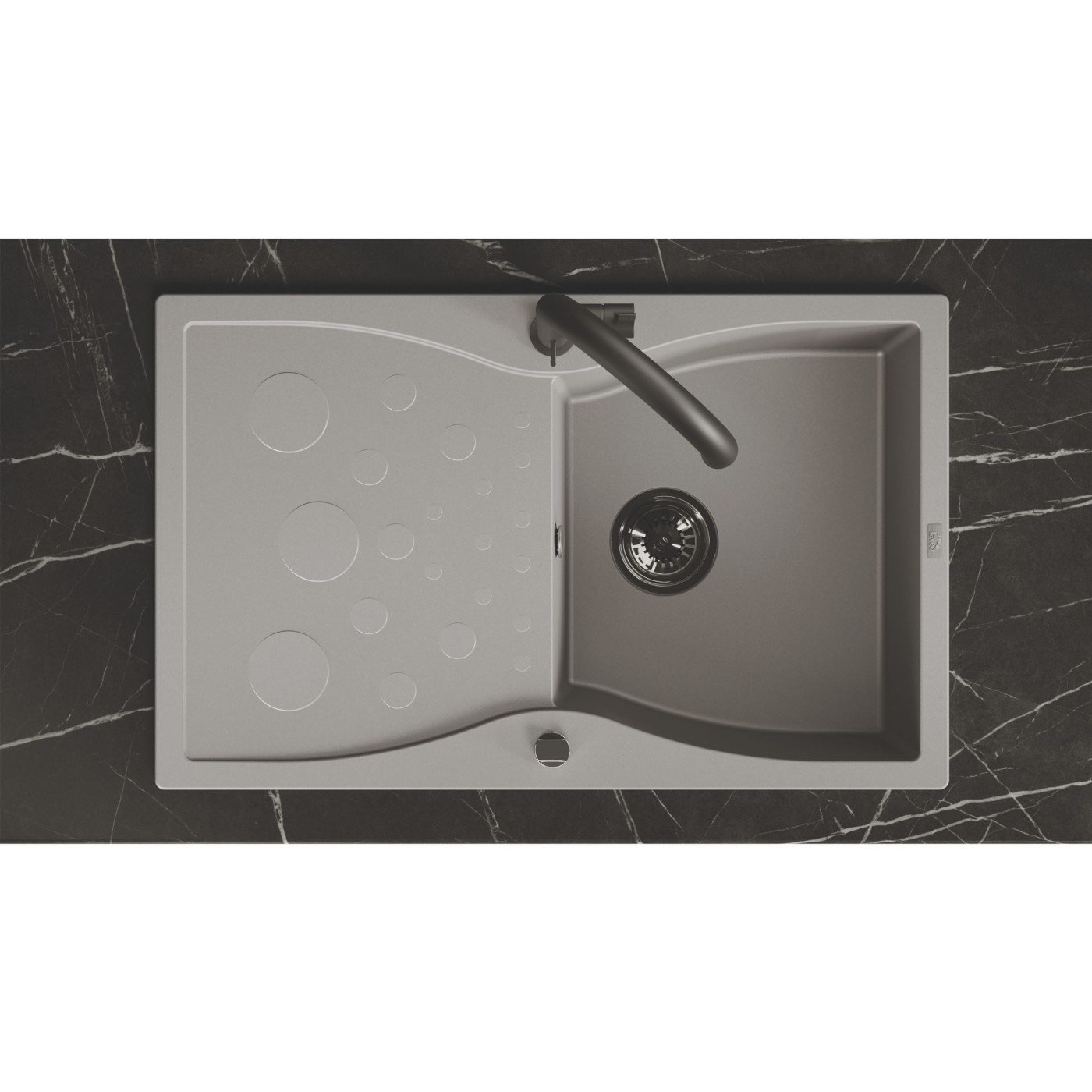 Zlew Zlewozmywak Granitowy Jednokomorowy z ociekaczem 50x80cm syfon Szary MOLOKIN Laveo Zlew Zlewozmywak Granitowy Jednokomorowy z ociekaczem 50x80cm syfon Szary MOLOKIN Laveo