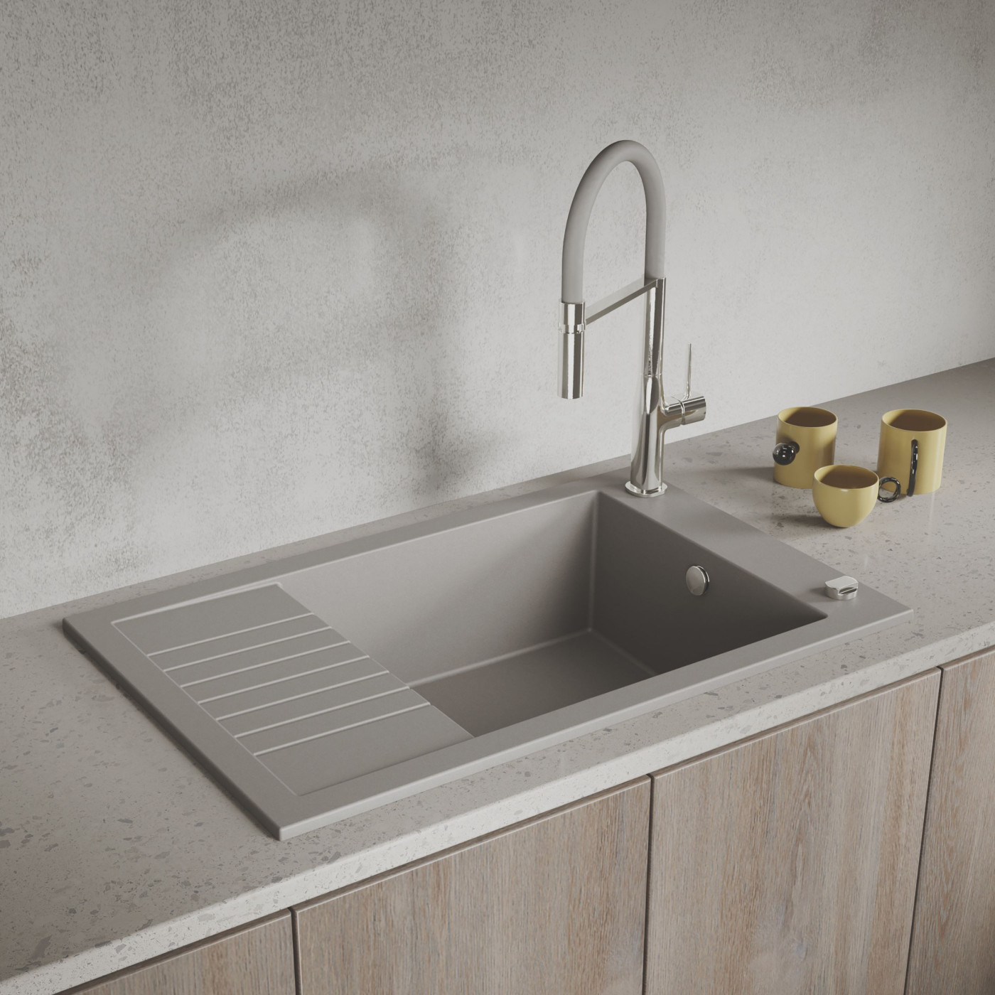 Zlew Zlewozmywak Granitowy szary z Półociekaczem Pionier