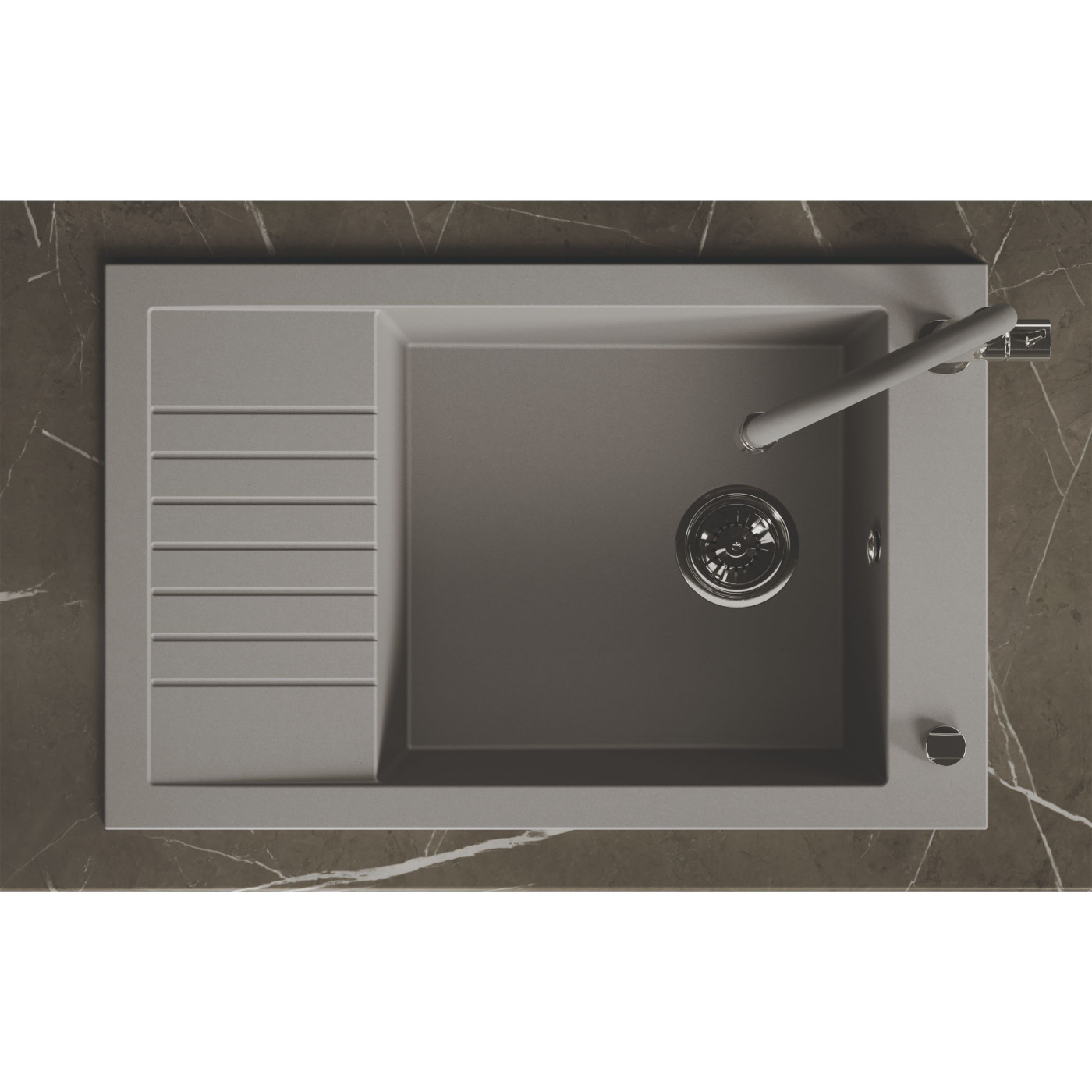 Zlew Zlewozmywak Granitowy szary z Półociekaczem Pionier