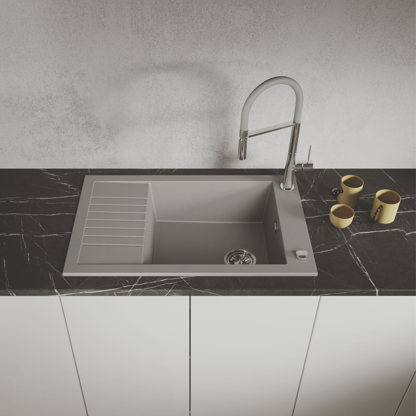 Zlew Zlewozmywak Granitowy szary z Półociekaczem Pionier