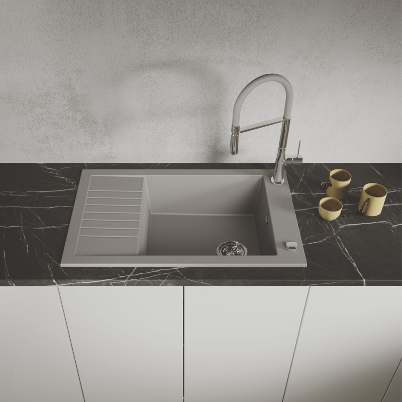 Zlew Zlewozmywak Granitowy szary z Półociekaczem Pionier