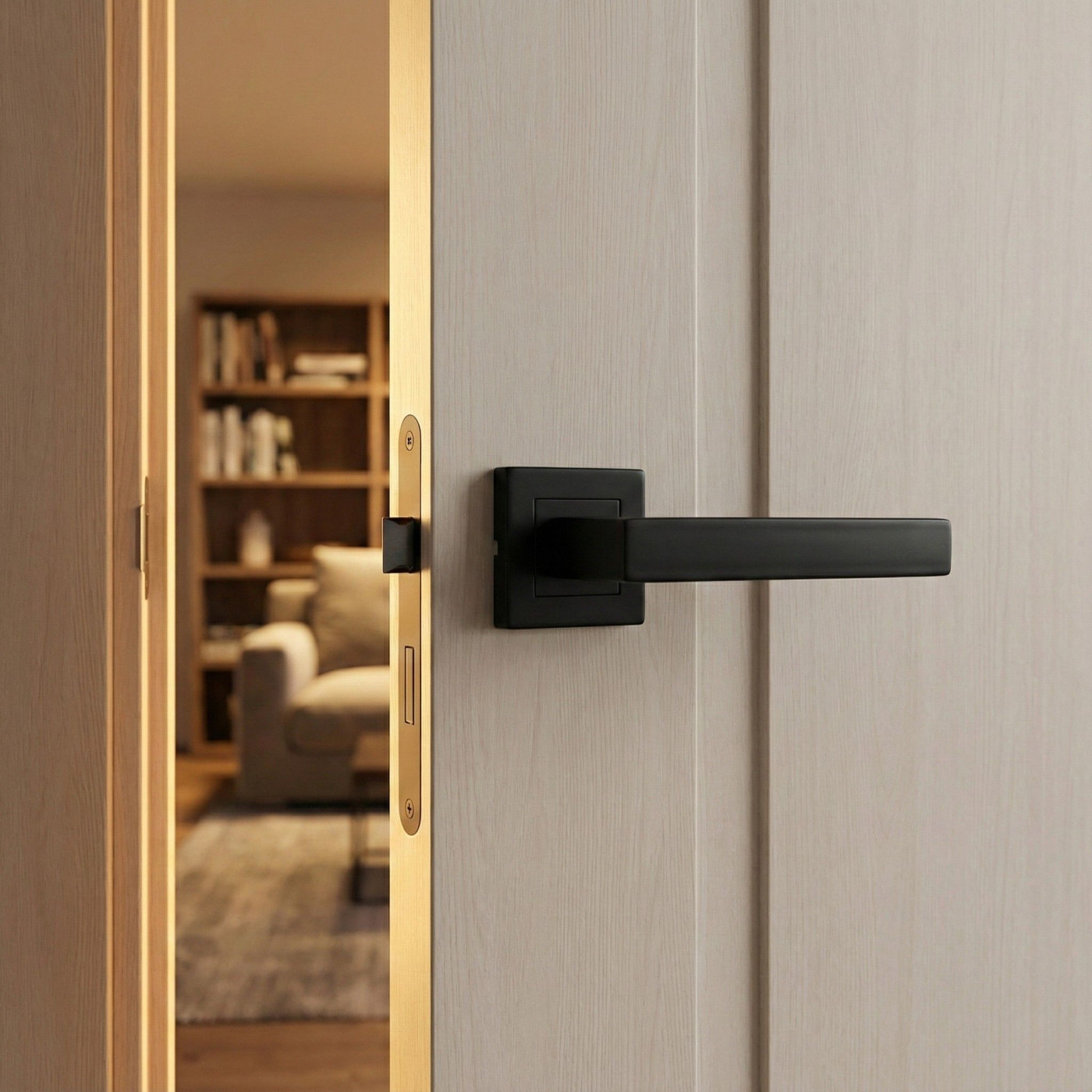 Klamka Czarna Matowa do Drzwi Wewnętrznych MEDA