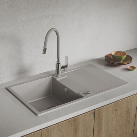 Zlewozmywak Granitowy Jednokomorowy Szary RAB