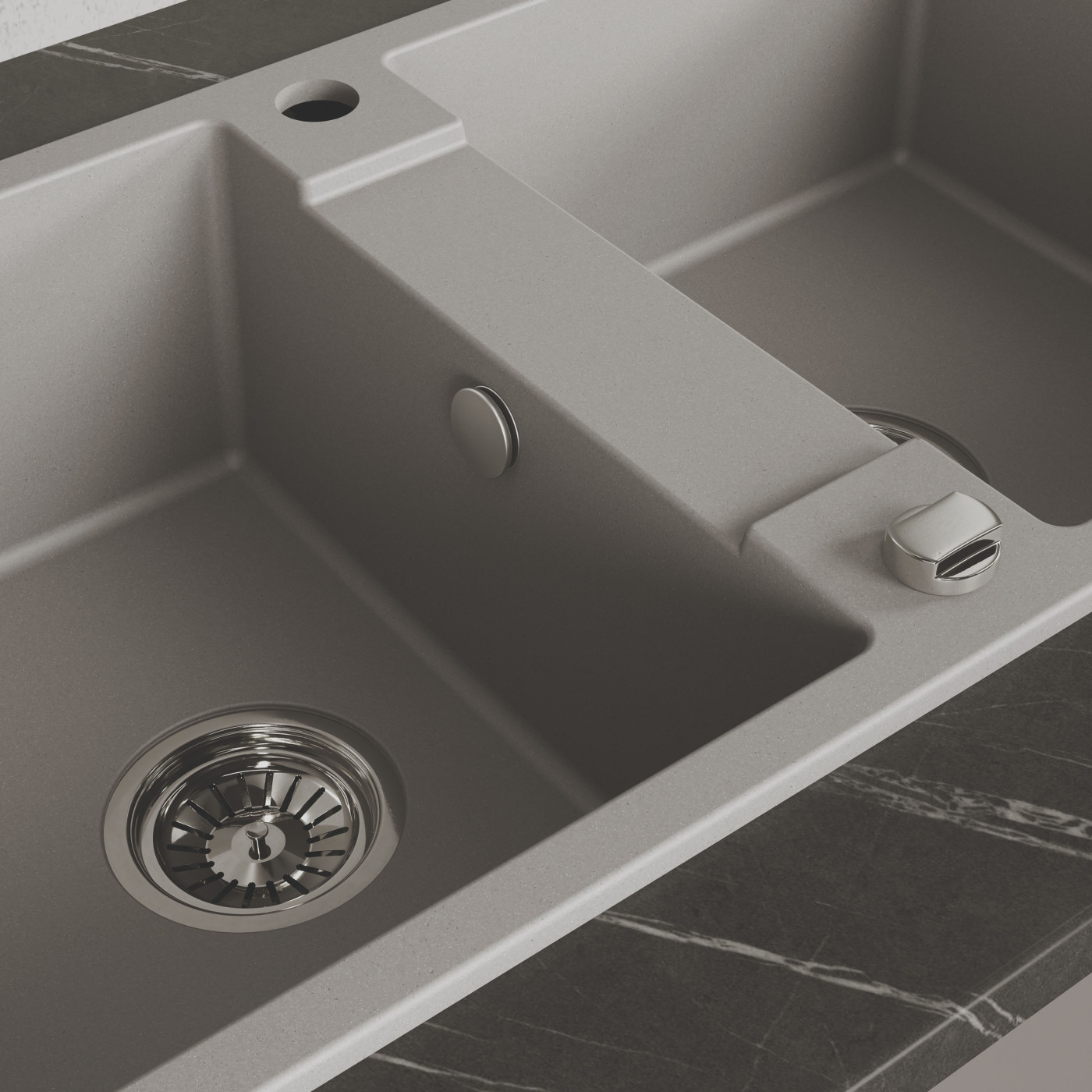 Zlewozmywak Granitowy Dwukomorowy Szary RAB