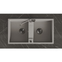 Zlewozmywak Granitowy Dwukomorowy Szary RAB