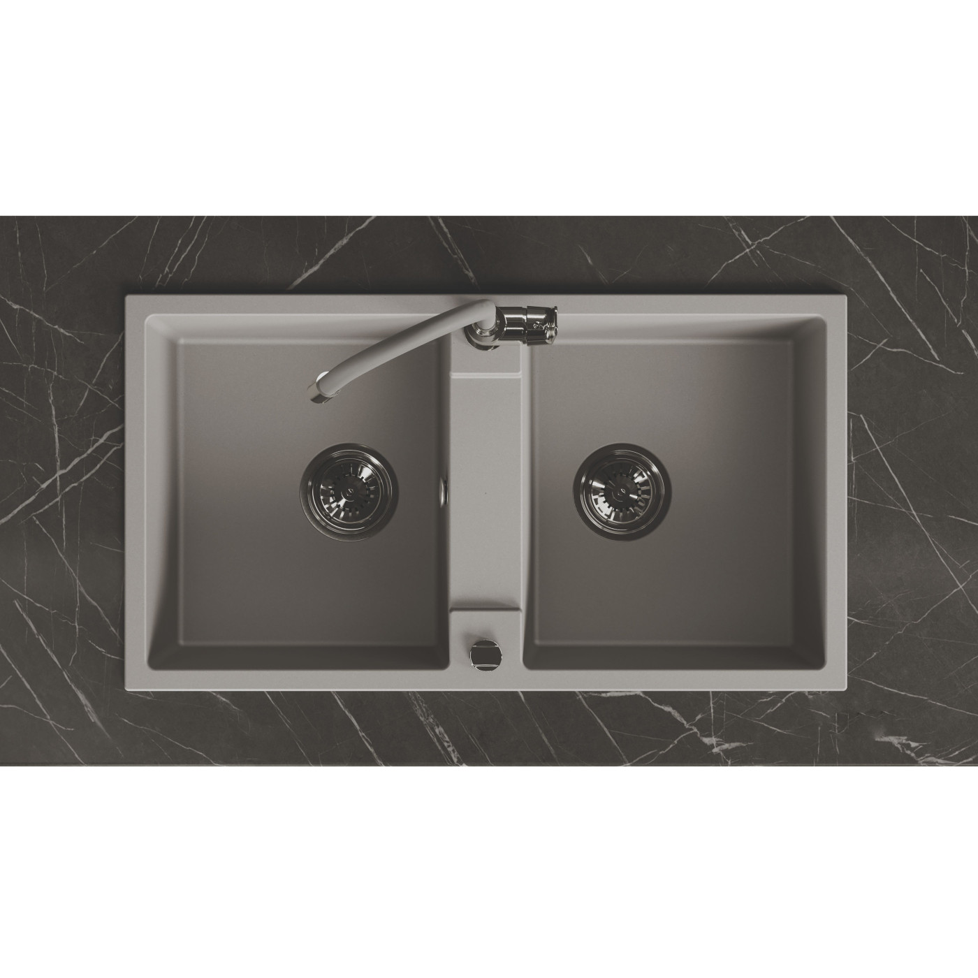 Zlewozmywak Granitowy Dwukomorowy Szary RAB