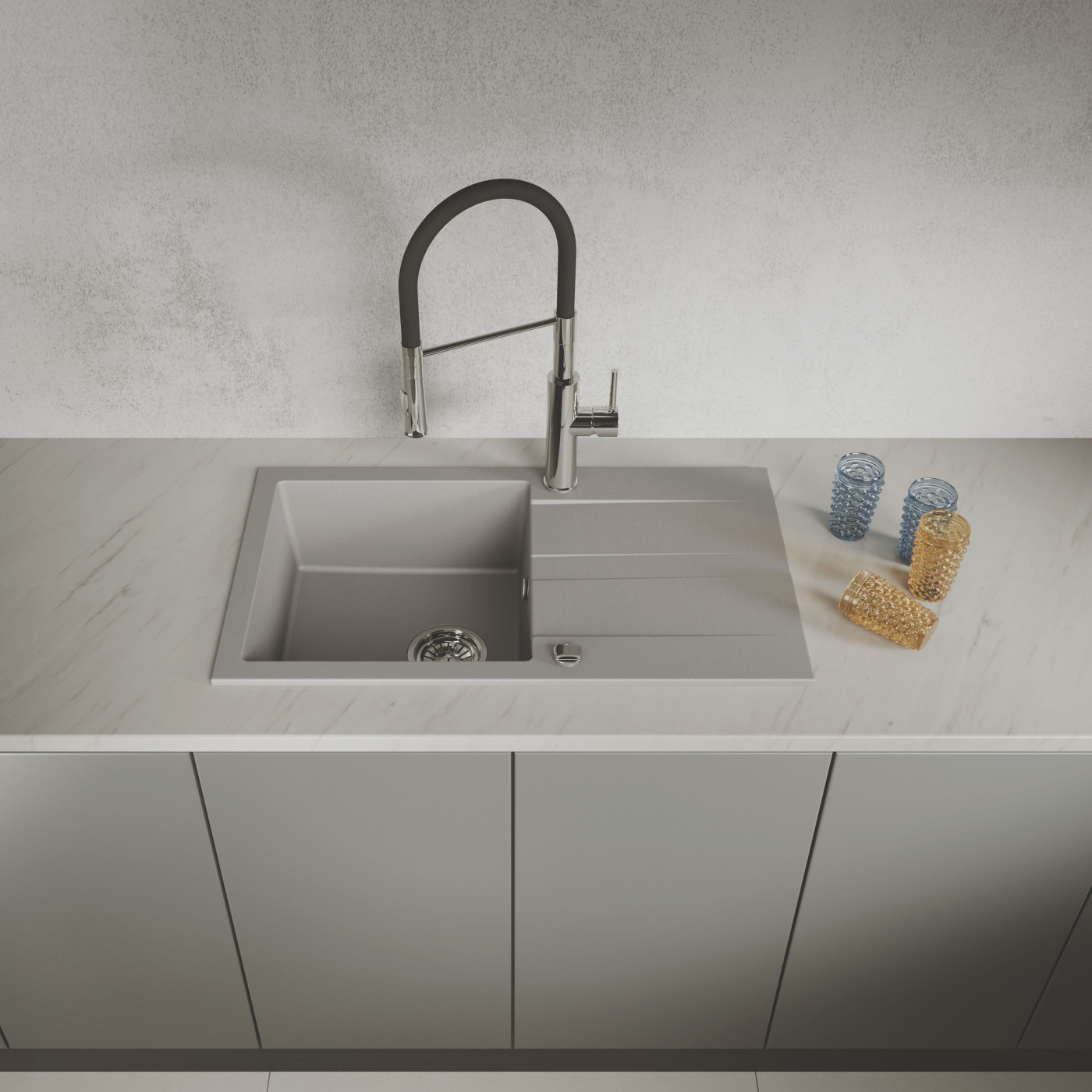 Zlewozmywak Zlew Granitowy z Syfonem Szary