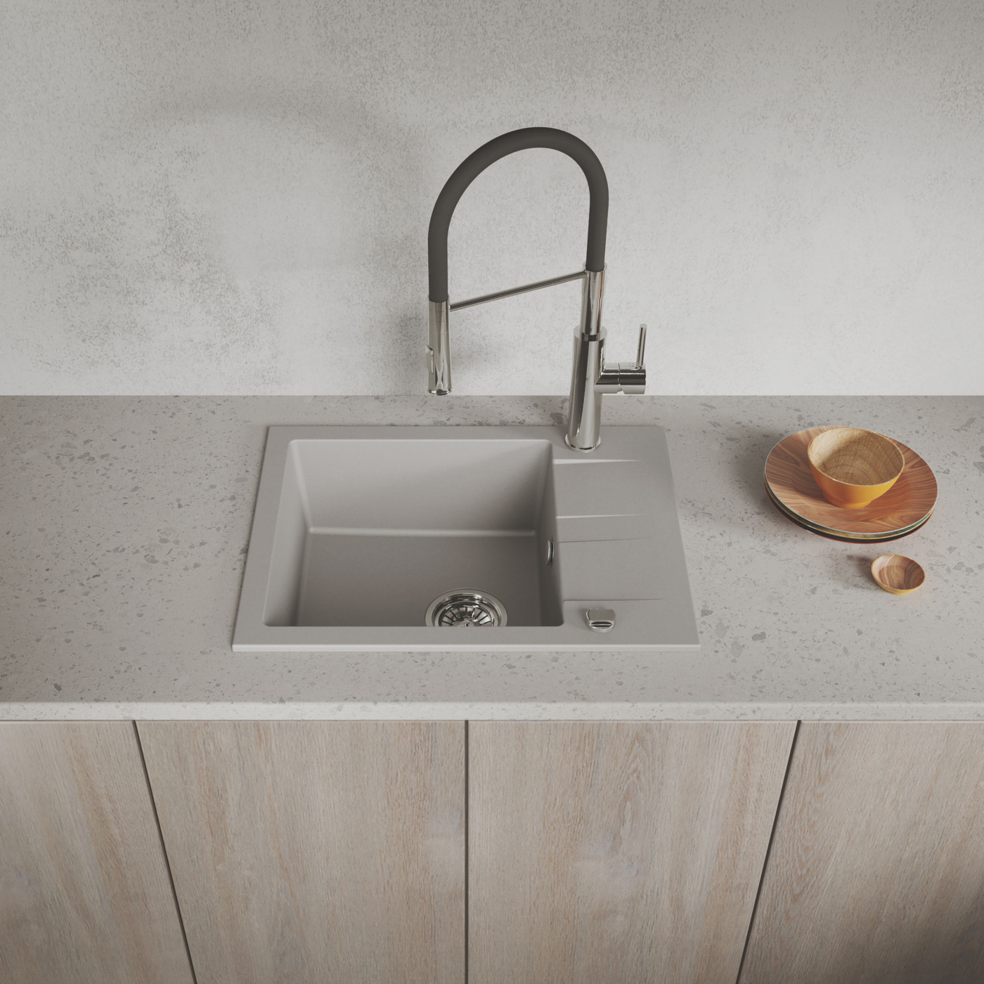 Zlewozmywak Zlew Granitowy z Syfonem Szary