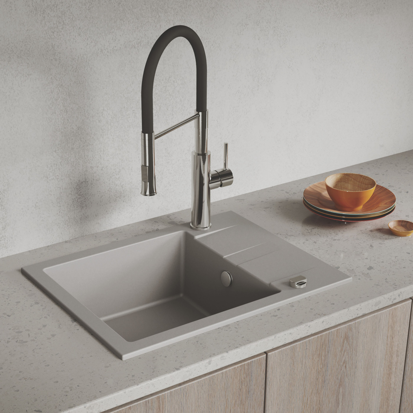 Zlewozmywak Zlew Granitowy z Syfonem Szary