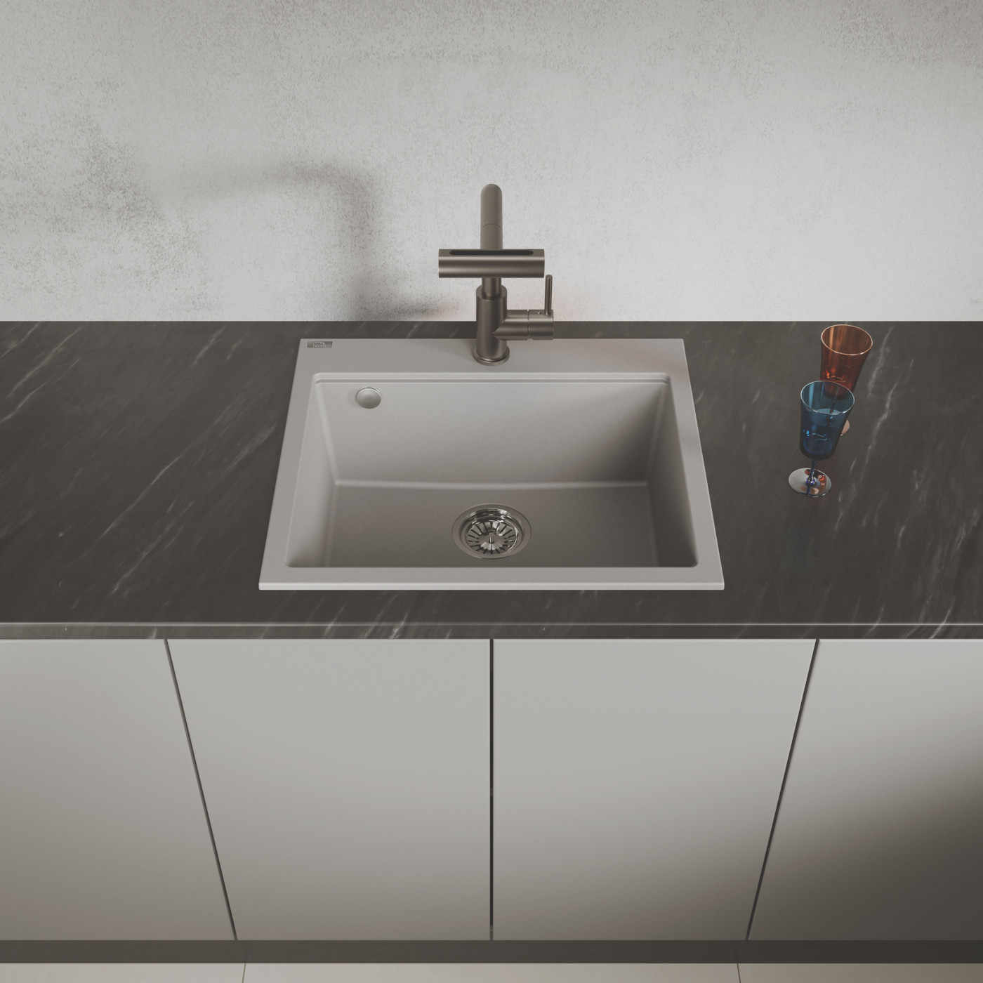 Zlewozmywak Jednokomorowy Granitowy Szary TAU Zlewozmywak Jednokomorowy Granitowy Szary TAU