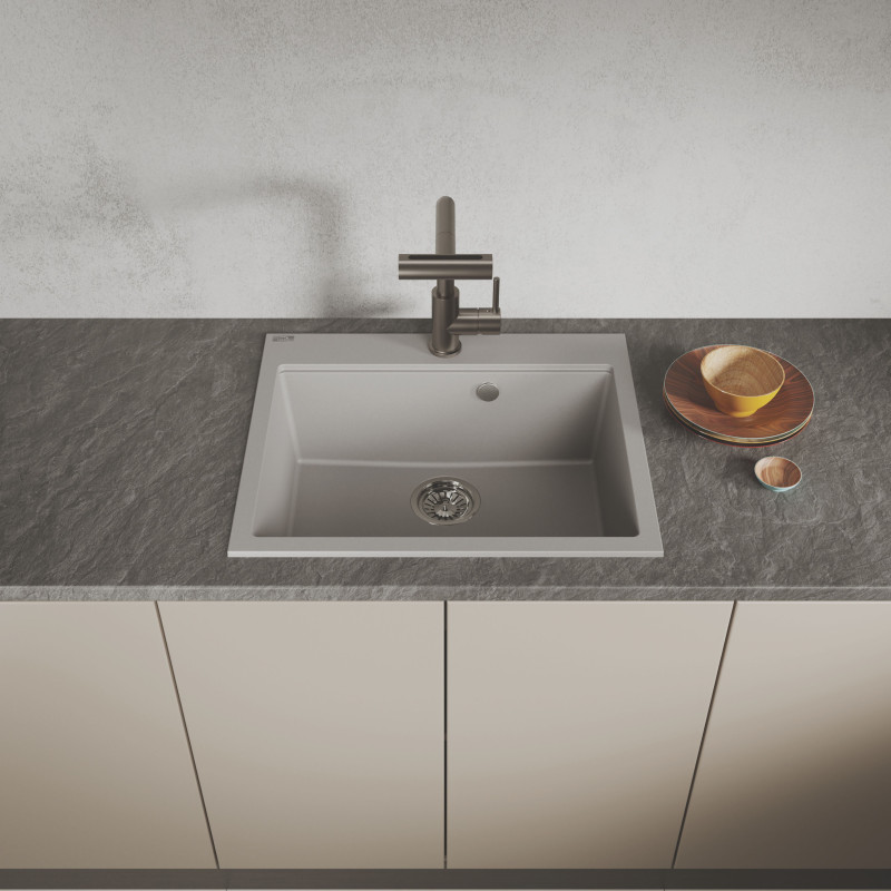 Zlew Zlewozmywak Granitowy Szary TAU Zlew Zlewozmywak Granitowy Szary TAU