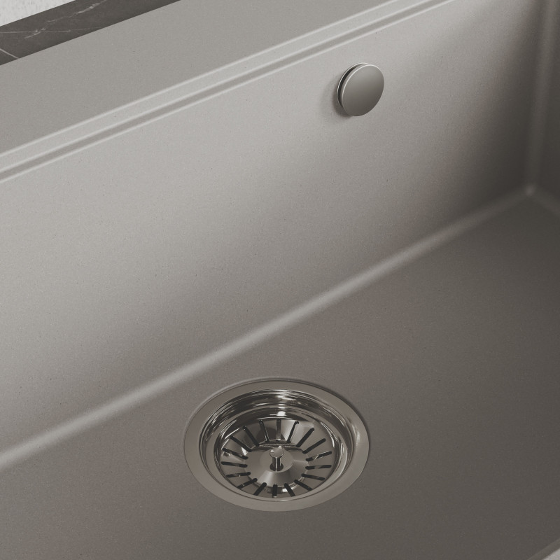 Zlewozmywak Granitowy 1 komorowy 50x70cm z syfonem Szary TAU Laveo