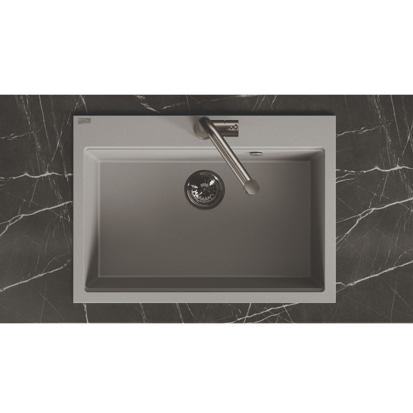 Zlewozmywak Granitowy 1 komorowy 50x70cm z syfonem Szary TAU Laveo