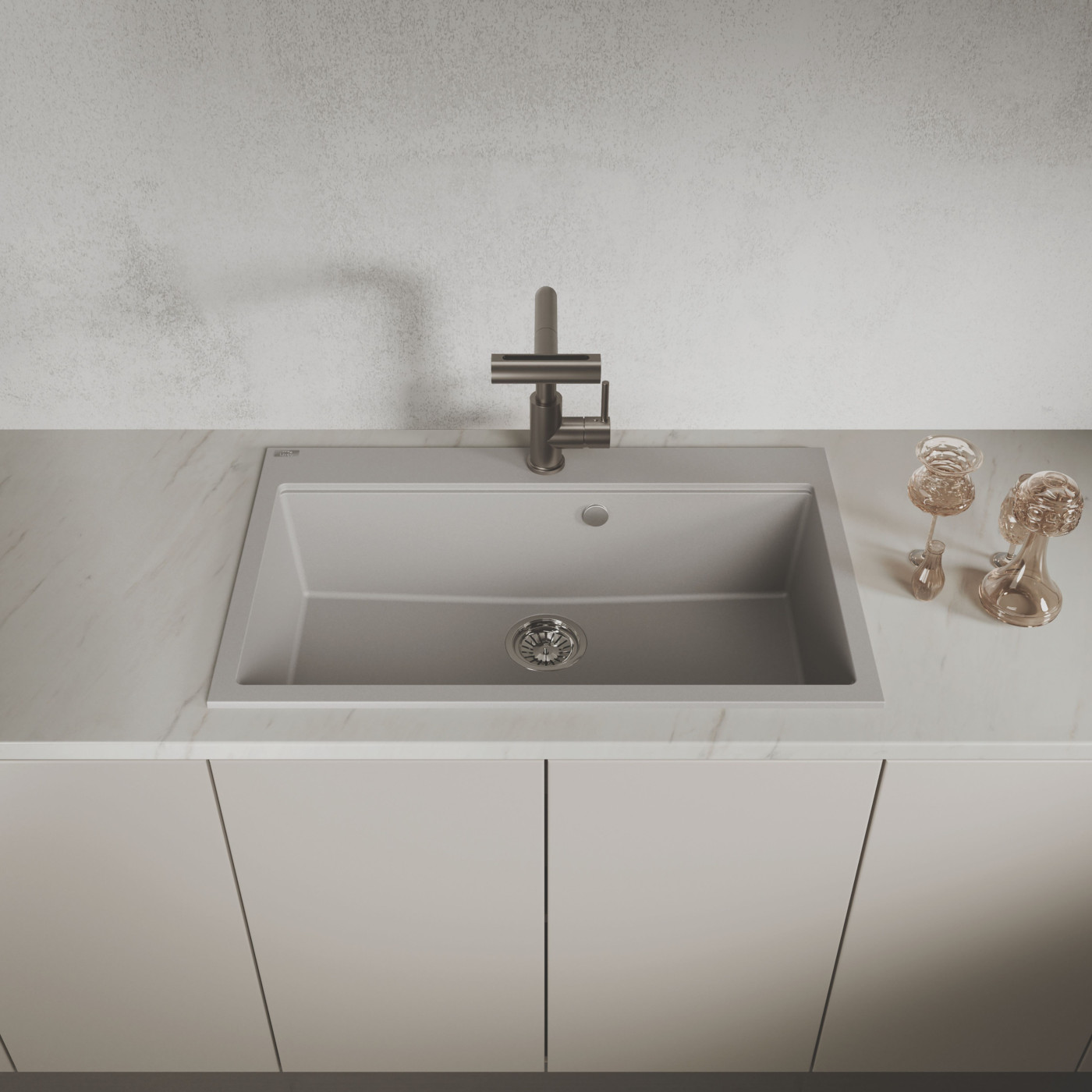 Zlew Zlewozmywak Granitowy Szary TAU Zlew Zlewozmywak Granitowy Szary TAU