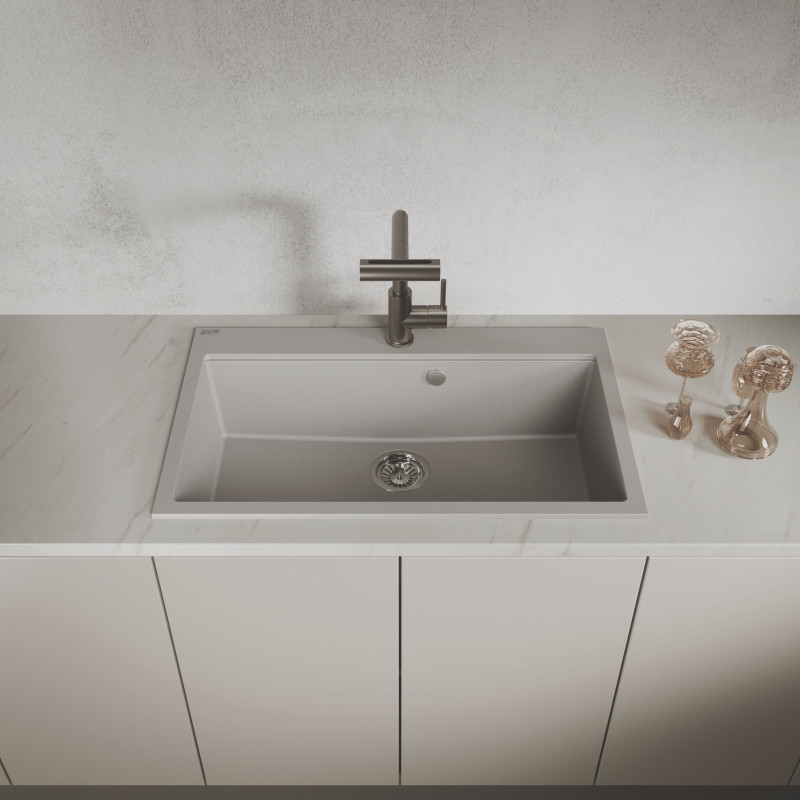 Zlew Zlewozmywak Granitowy Szary TAU Zlew Zlewozmywak Granitowy Szary TAU