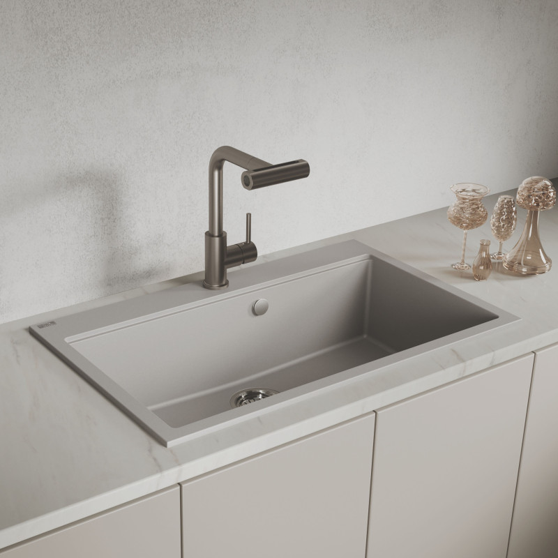 Zlew Zlewozmywak Granitowy Szary TAU Zlew Zlewozmywak Granitowy Szary TAU