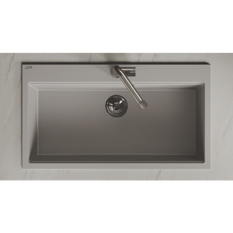 Zlewozmywak Granitowy 1 komorowy 50x90cm z syfonem Szary TAU Laveo