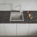 Zlewozmywak Granitowy 1 komorowy 44x44cm z syfonem Szary TRZYNASTKA Laveo