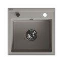 Zlewozmywak Granitowy 1 komorowy 44x44cm z syfonem Szary TRZYNASTKA Laveo