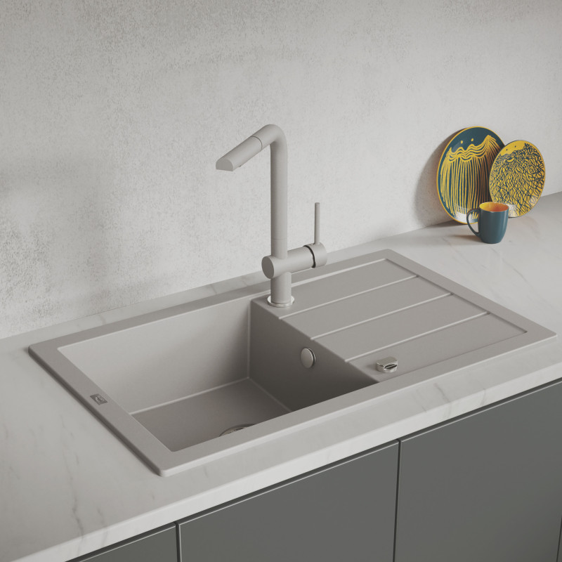 Zlewozmywak Jednokomorowy Granitowy Szary 790x480mm Trzynastka