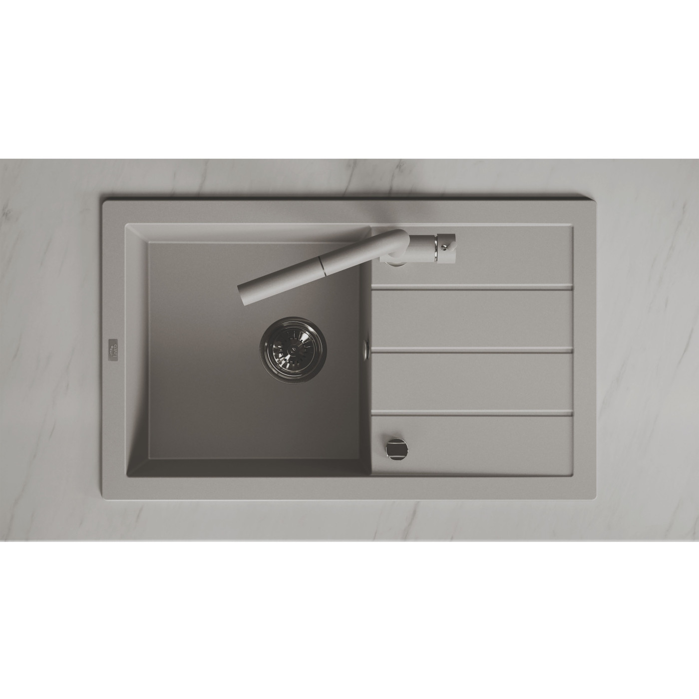 Zlewozmywak Jednokomorowy Granitowy Szary 790x480mm Trzynastka