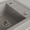 Zlewozmywak Granitowy 1-komorowy ociekacz 50x57cm syfon Laveo TRZYNASTKA Szary