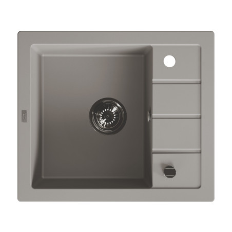 Zlewozmywak Granitowy 1-komorowy ociekacz 50x57cm syfon Laveo TRZYNASTKA Szary