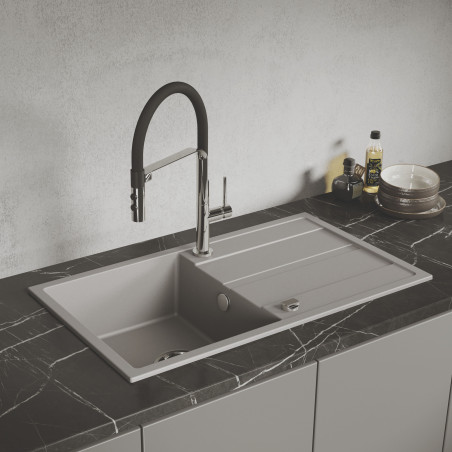 Zlew Zlewozmywak Jednokomorowy Granitowy Szary z Ociekaczem VITI