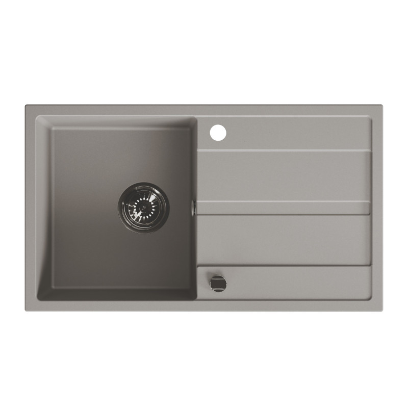 Zlew Zlewozmywak Jednokomorowy Granitowy Szary z Ociekaczem VITI Zlew Zlewozmywak Jednokomorowy Granitowy Szary z Ociekaczem VITI