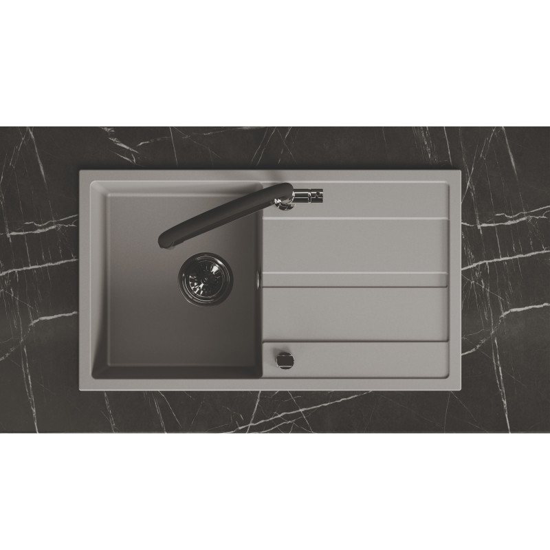 Zlew Zlewozmywak Jednokomorowy Granitowy Szary z Ociekaczem VITI Zlew Zlewozmywak Jednokomorowy Granitowy Szary z Ociekaczem VITI