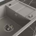 Zlew Zlewozmywak Jednokomorowy Granitowy Szary z Półociekaczem VITI Zlew Zlewozmywak Jednokomorowy Granitowy Szary z Półociekaczem VITI